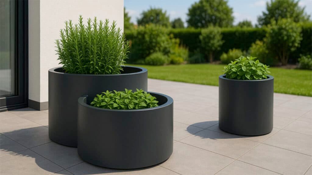 Pflanzkübel aus Aluminium Rund -Daria 3 set-a