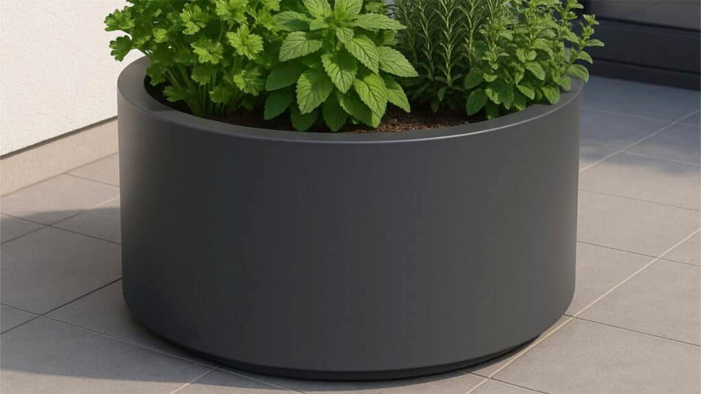 Pflanzkübel aus Aluminium Rund -Eva-1-a