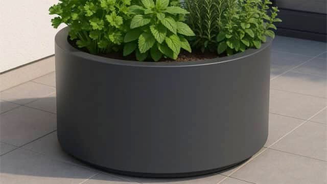 Pflanzkübel aus Aluminium Rund -Eva-1-a