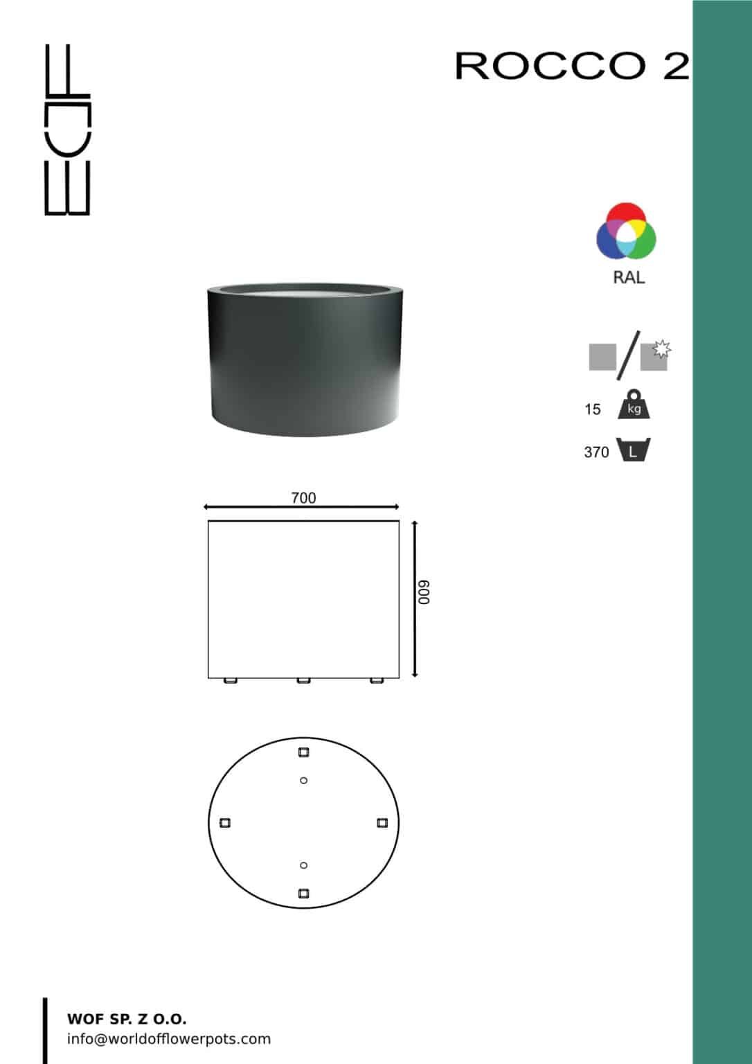 Pflanzkübel hoch Fiberglas Rocco 2