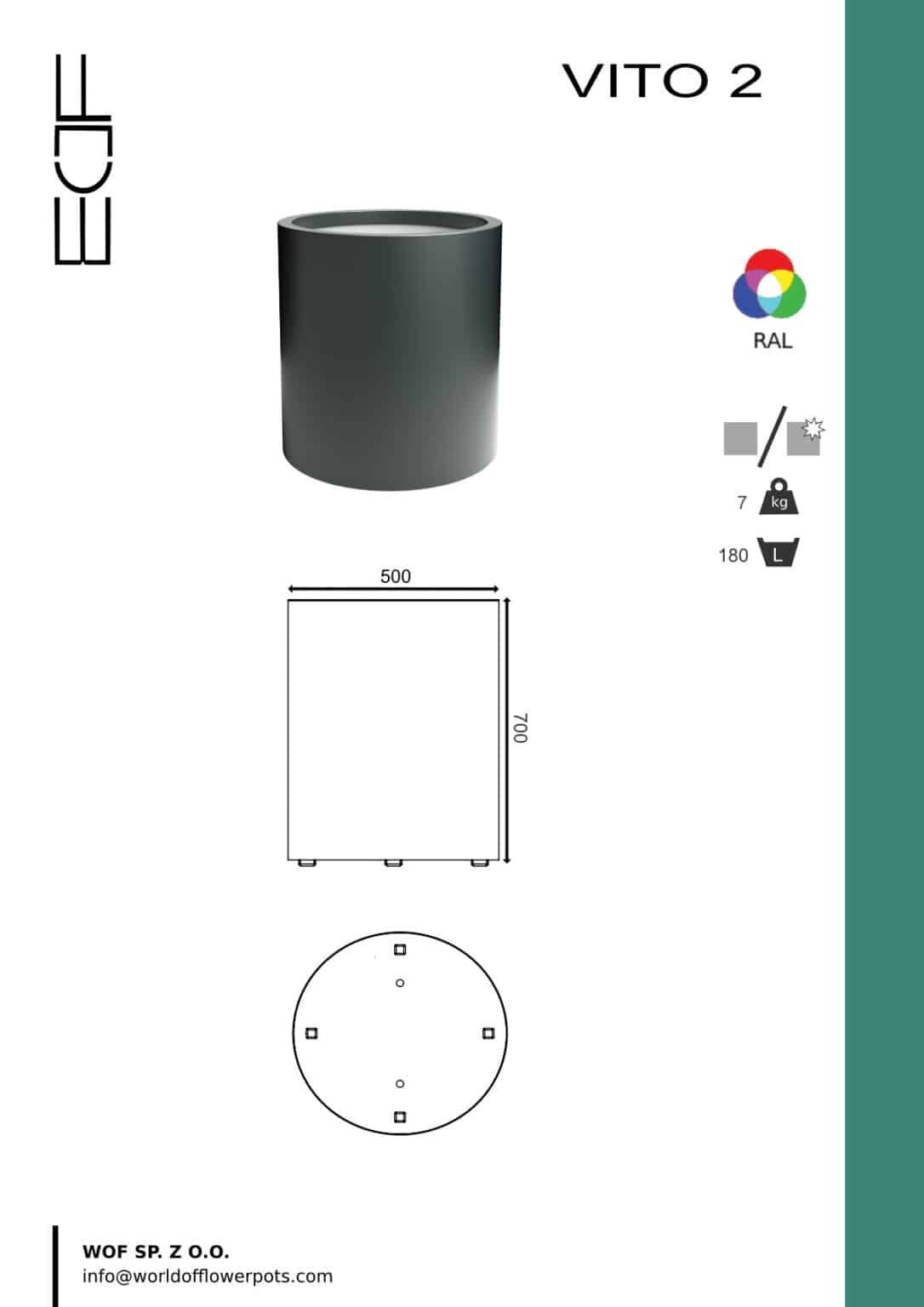 Pflanzkübel hoch Fiberglas-Vito 2