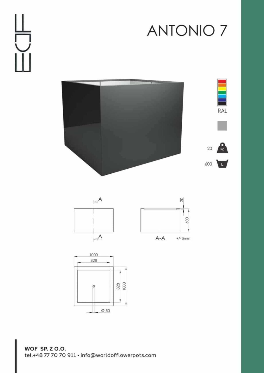 Pflanzkübel xxl Fiberglas- Antonio 7 tech - info