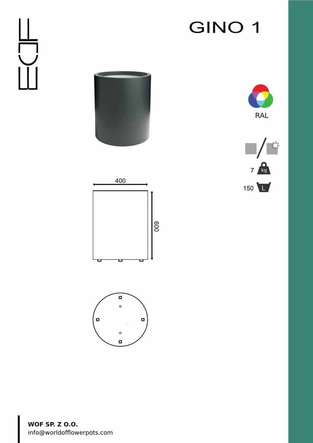 Pflanzkübel xxl Fiberglas-Gino 1 tech-info