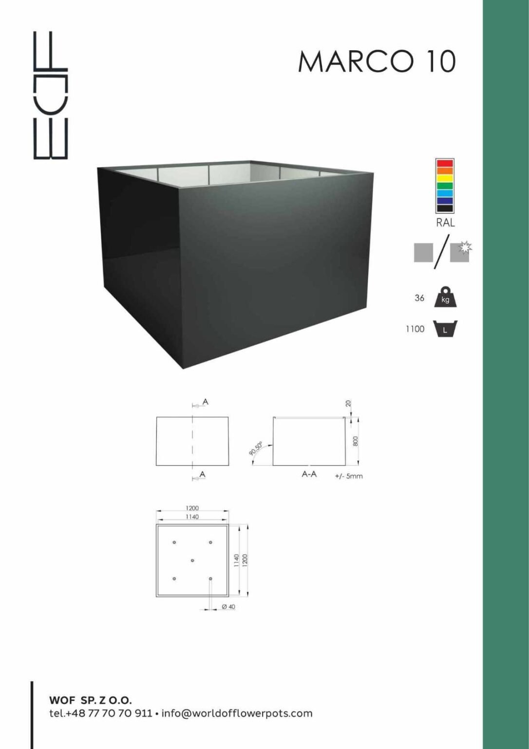 Pflanzkübel xxl Fiberglas-Marco 10 tech.info