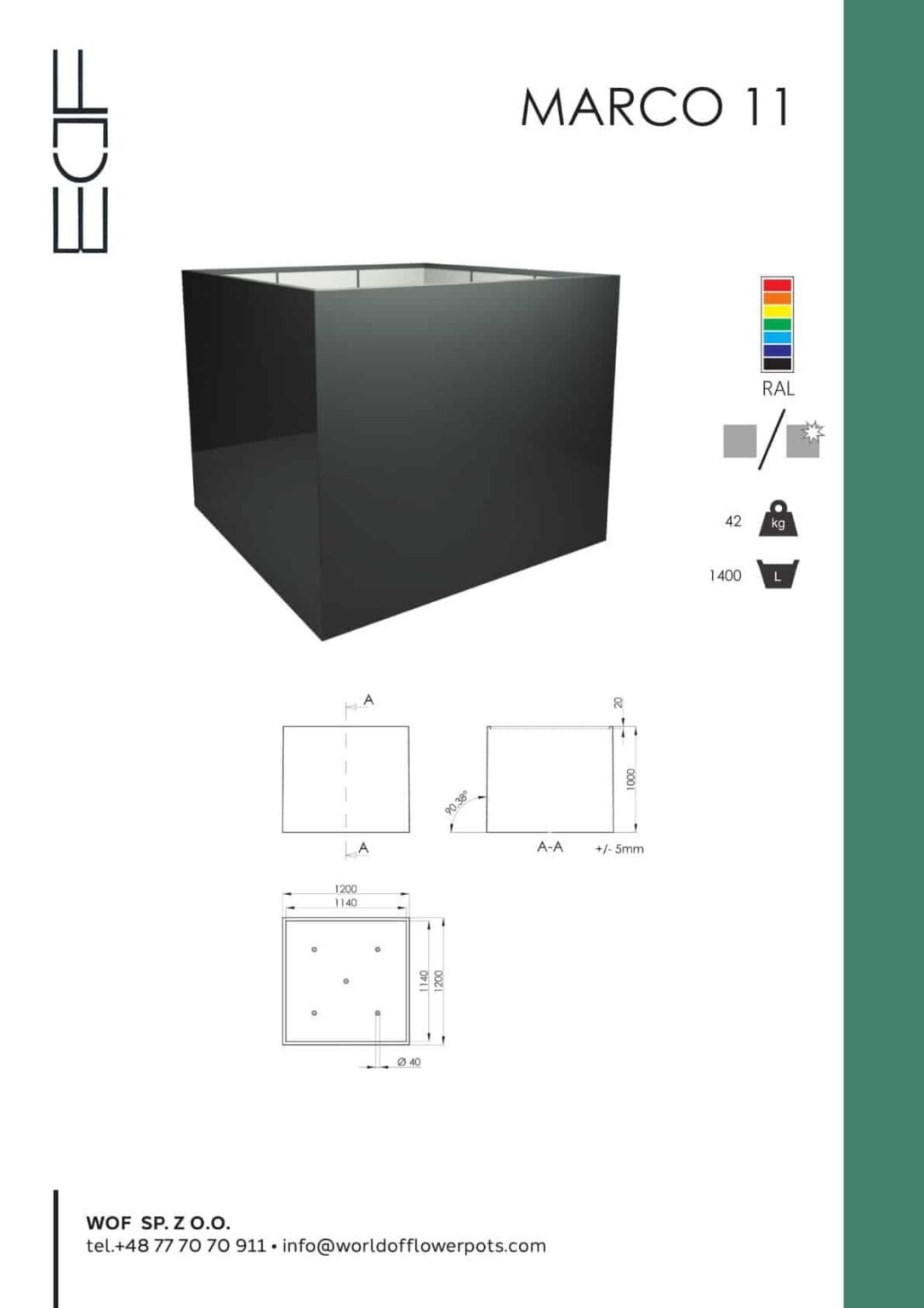 Pflanzkübel xxl Fiberglas-Marco-11-tech-info