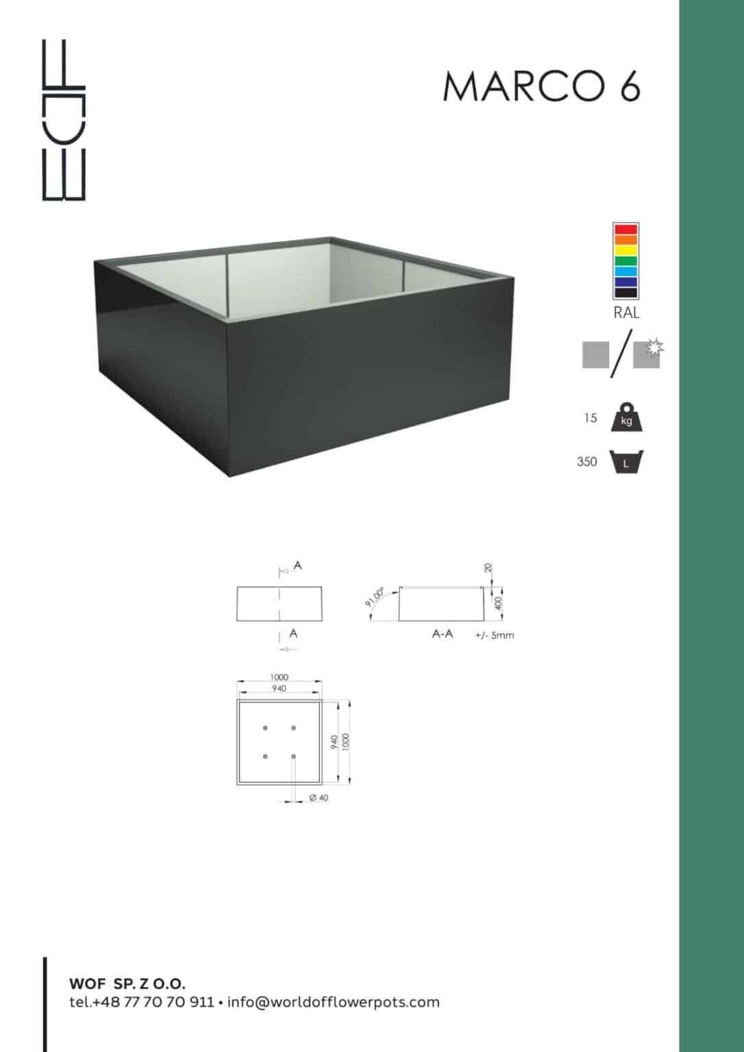 Pflanzkübel xxl Fiberglas Marco 6