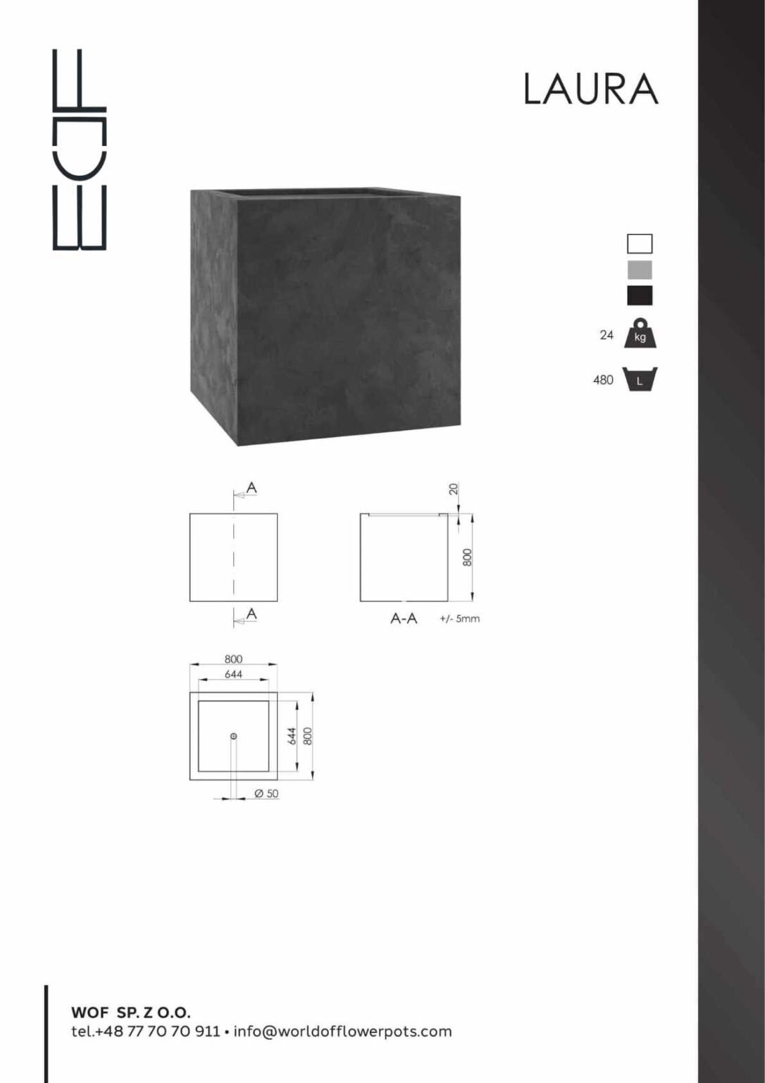 XXL Pflanzkübel Fiberglas-Laura tech-info