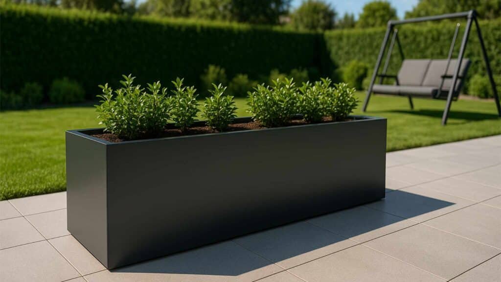 Aluminium Pflanzgefäß Edoardo 7 im Garten