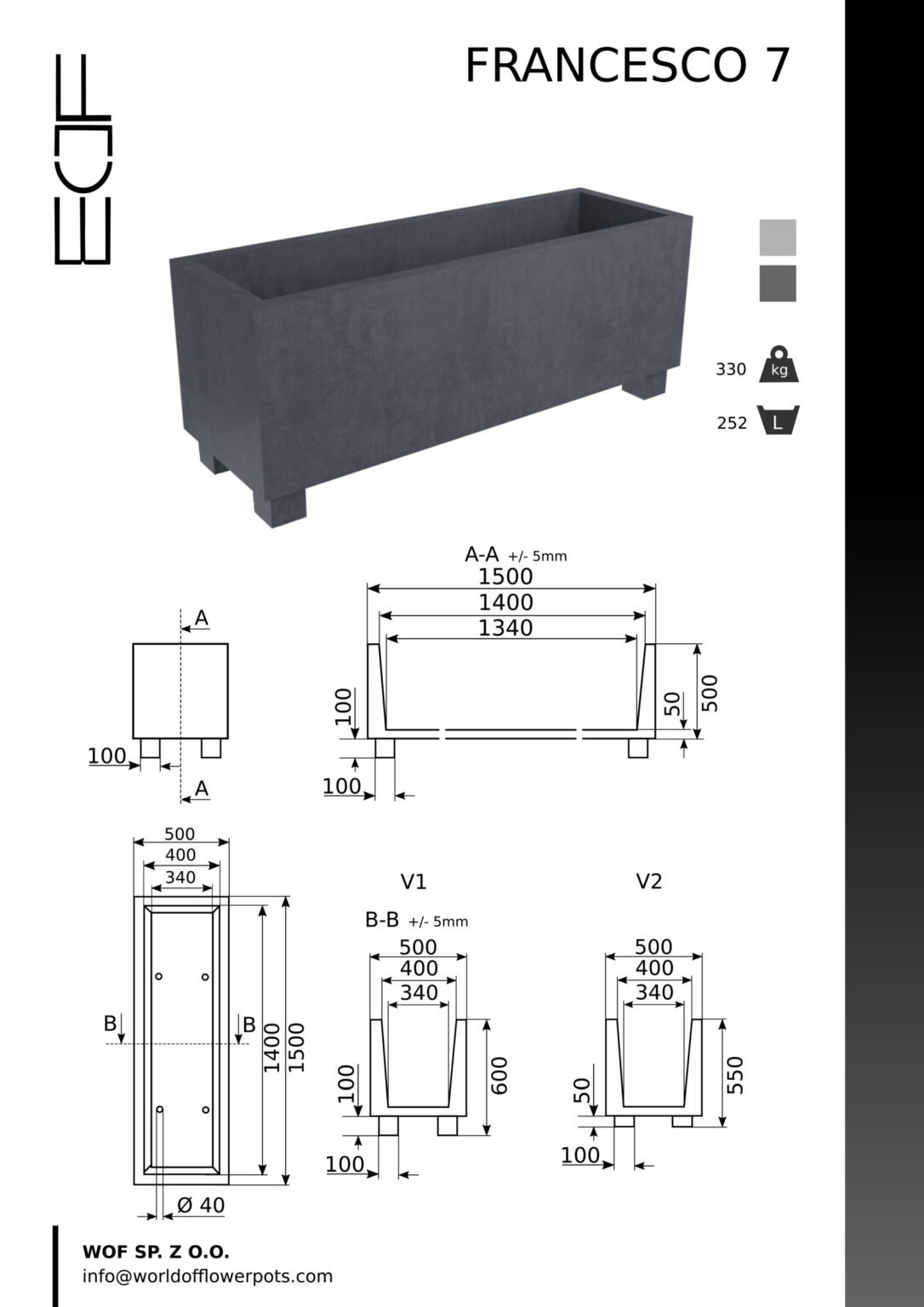 Beton Pflanzkübel  Groß Francesco 7