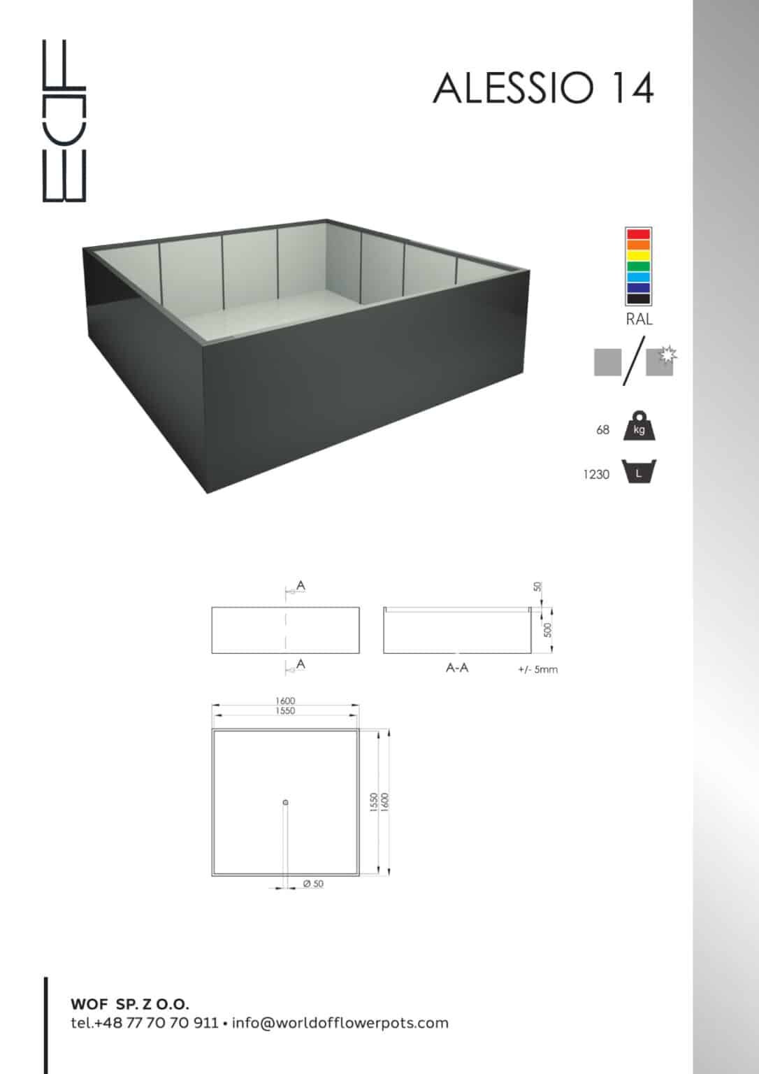 Pflanzkübel Aluminium Groß Alessio 14