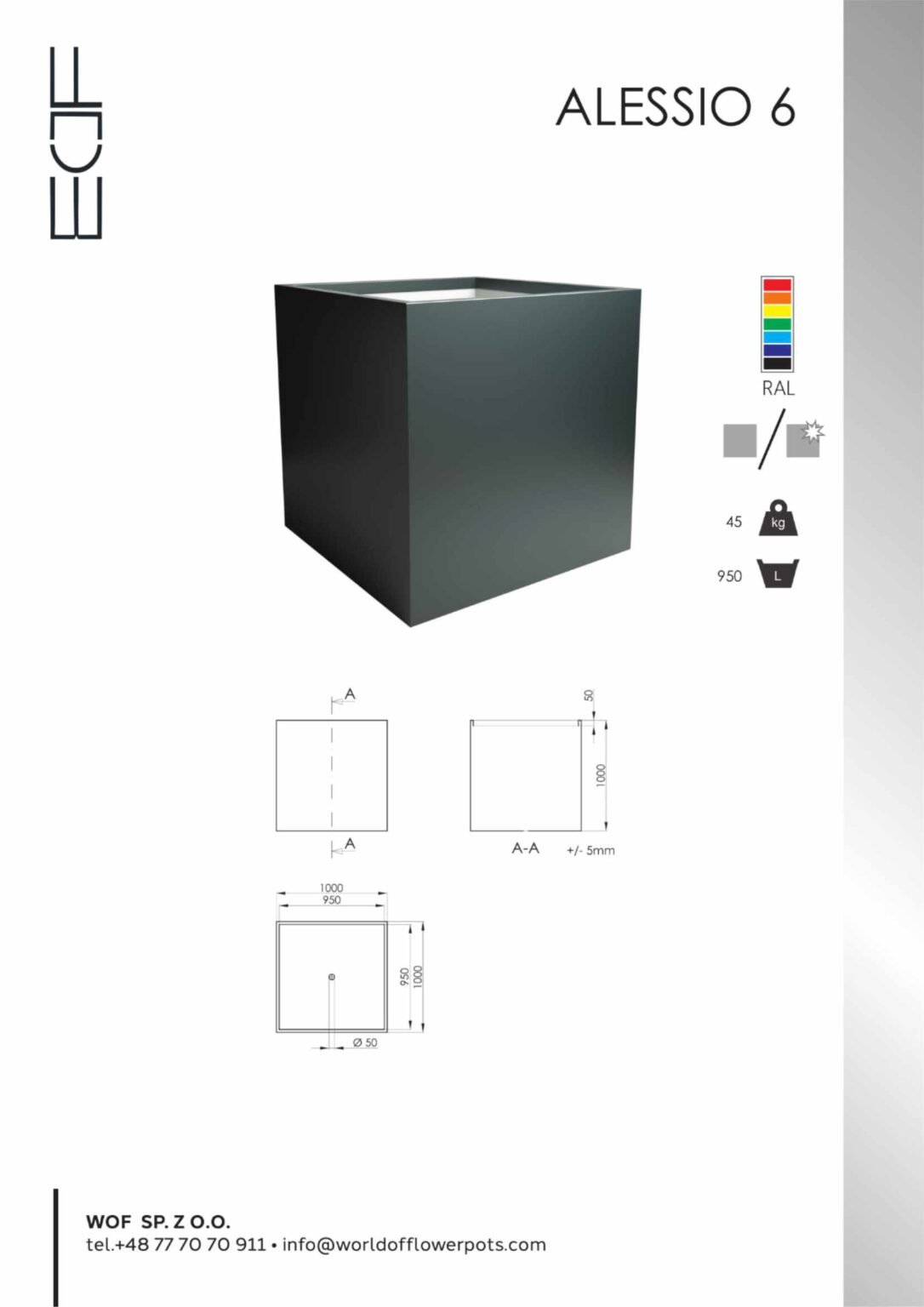 Pflanzkübel Aluminium Groß Alessio 6