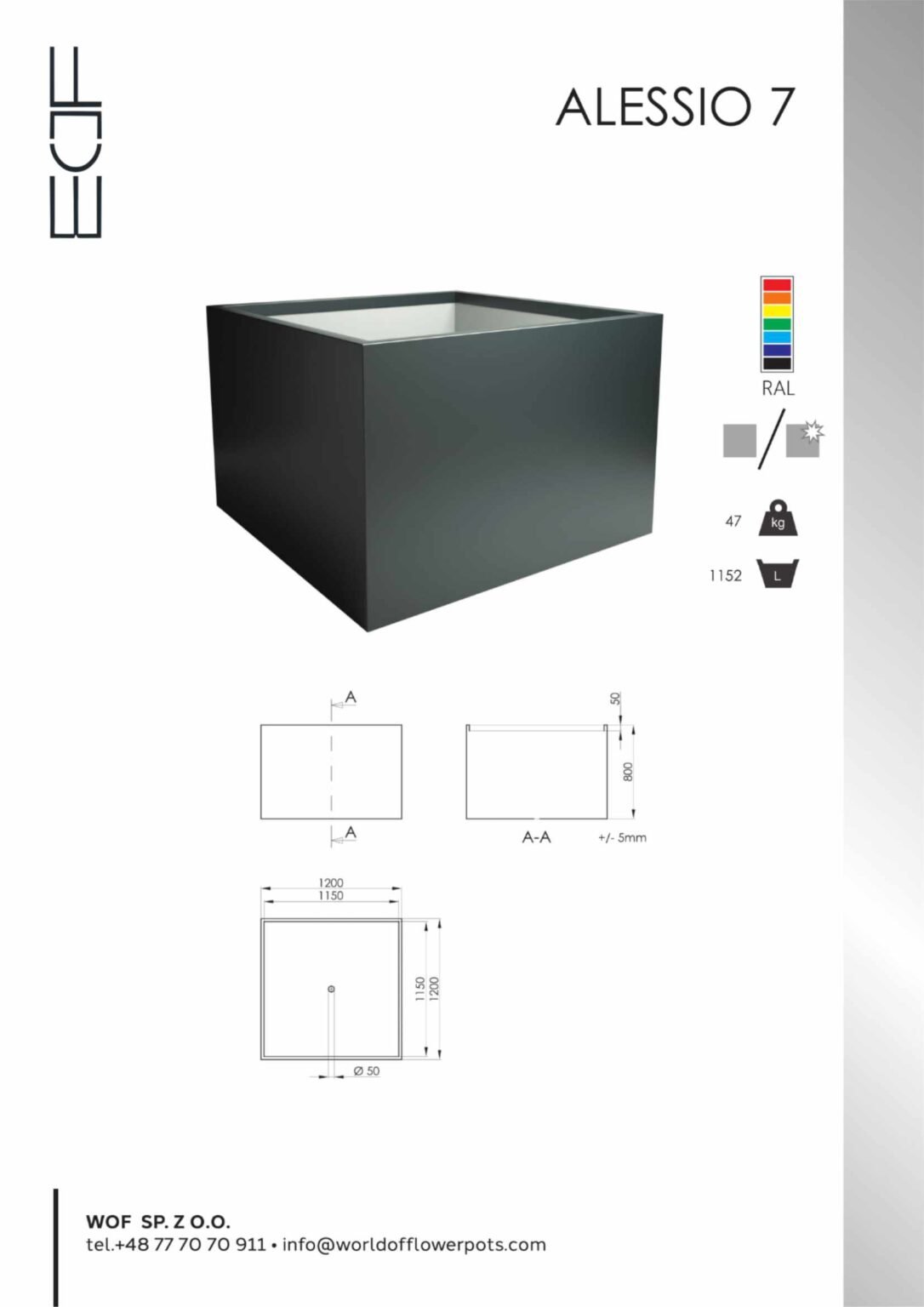 Pflanzkübel Aluminium Groß Alessio 7