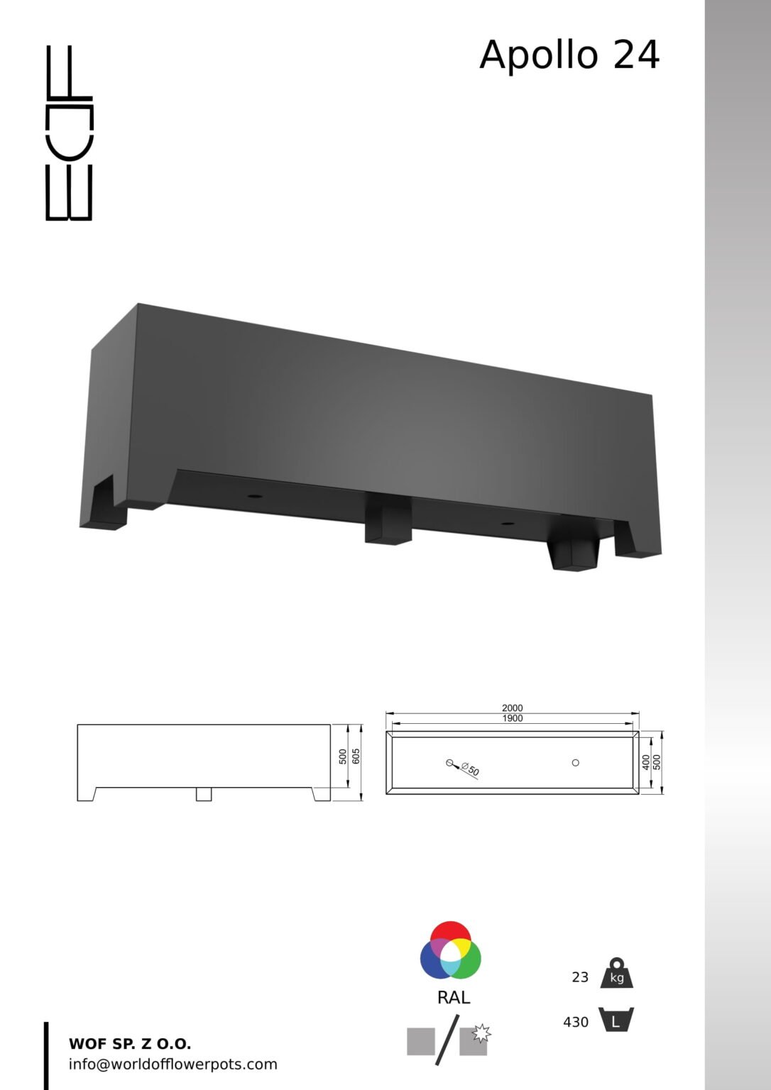 Pflanzkübel Aluminium Groß-Apollo 24-tech info