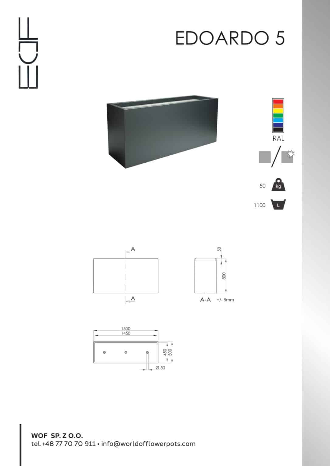 Pflanzkübel Aluminium Groß Edoardo 5
