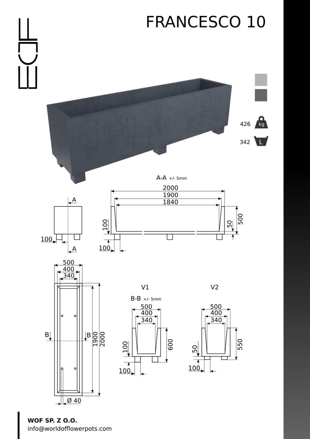 große beton pflanzkübel Francesco 10