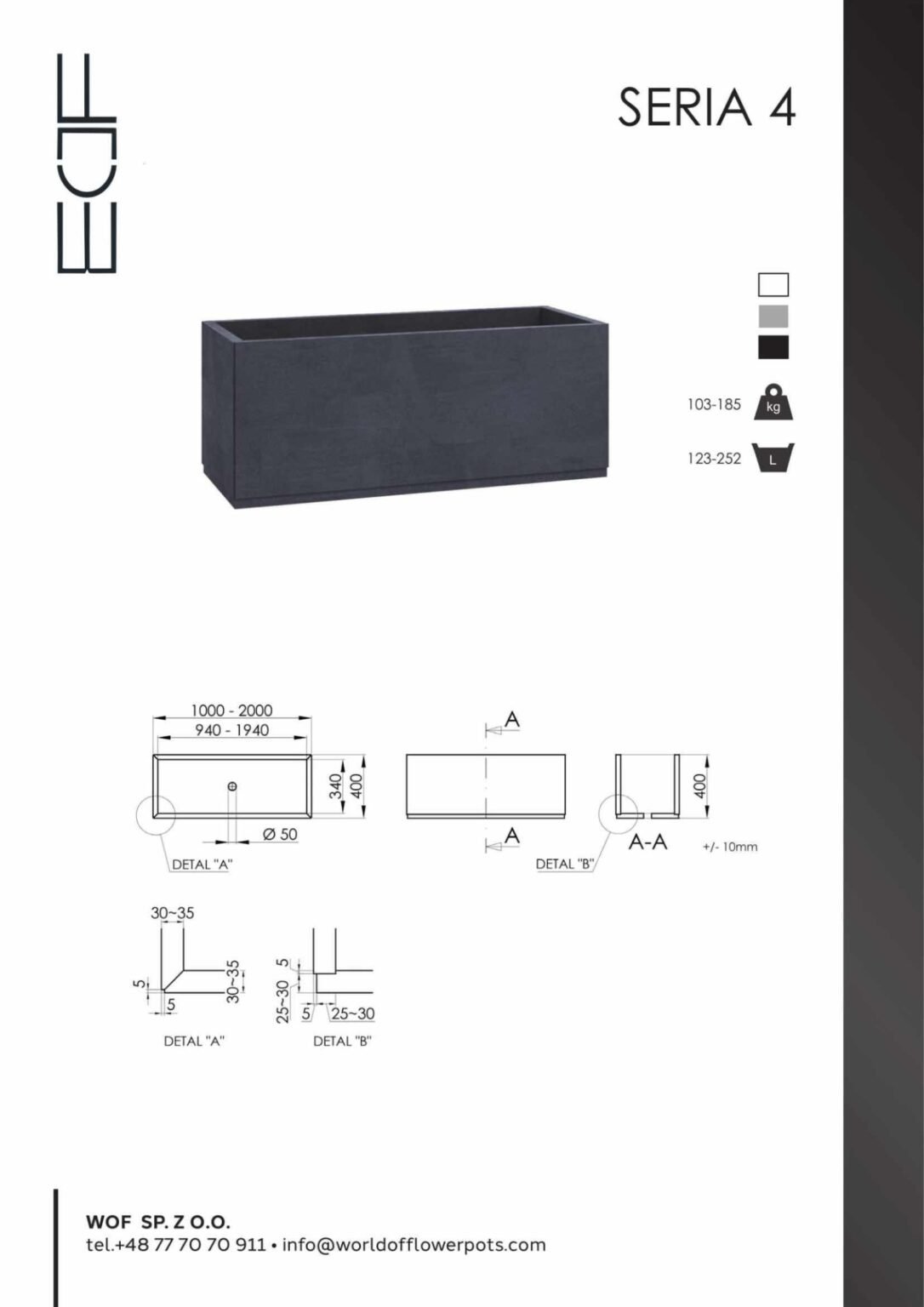 Beton Pflanzkübel Rechteckig-Serie 4-tech-info