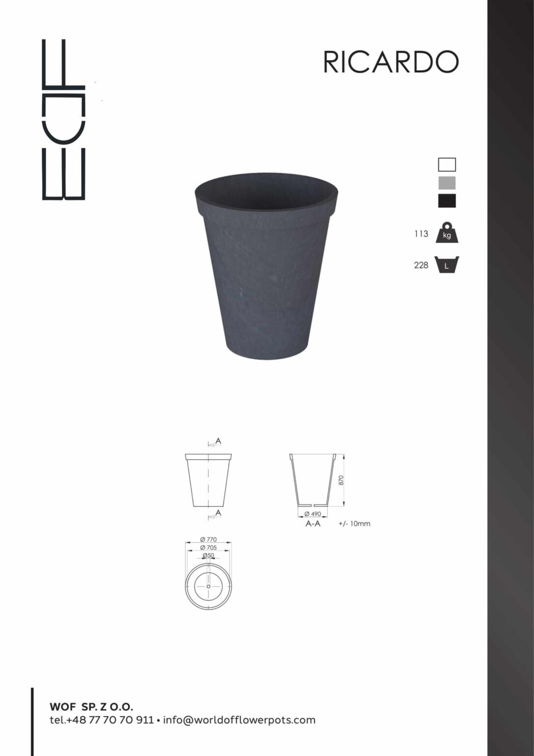 Pflanzkübel Beton Rund-Ricardo-tech-info