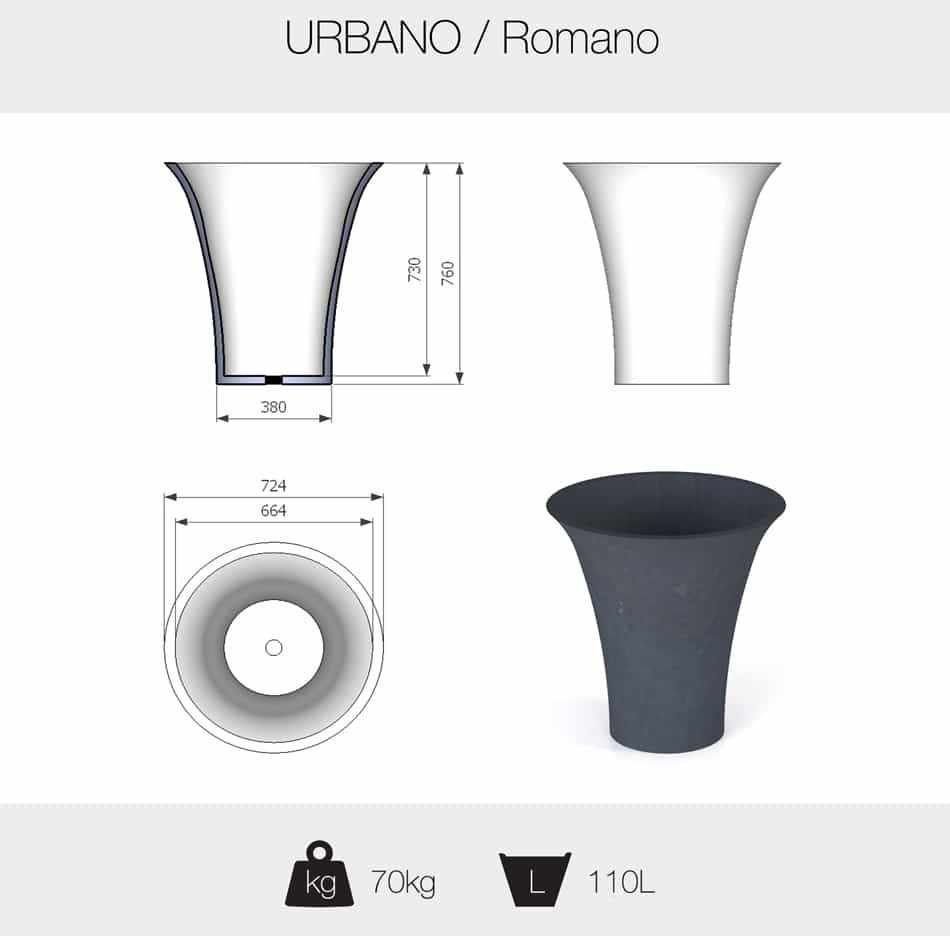 Pflanzkübel Beton Rund-Romano-tech-info