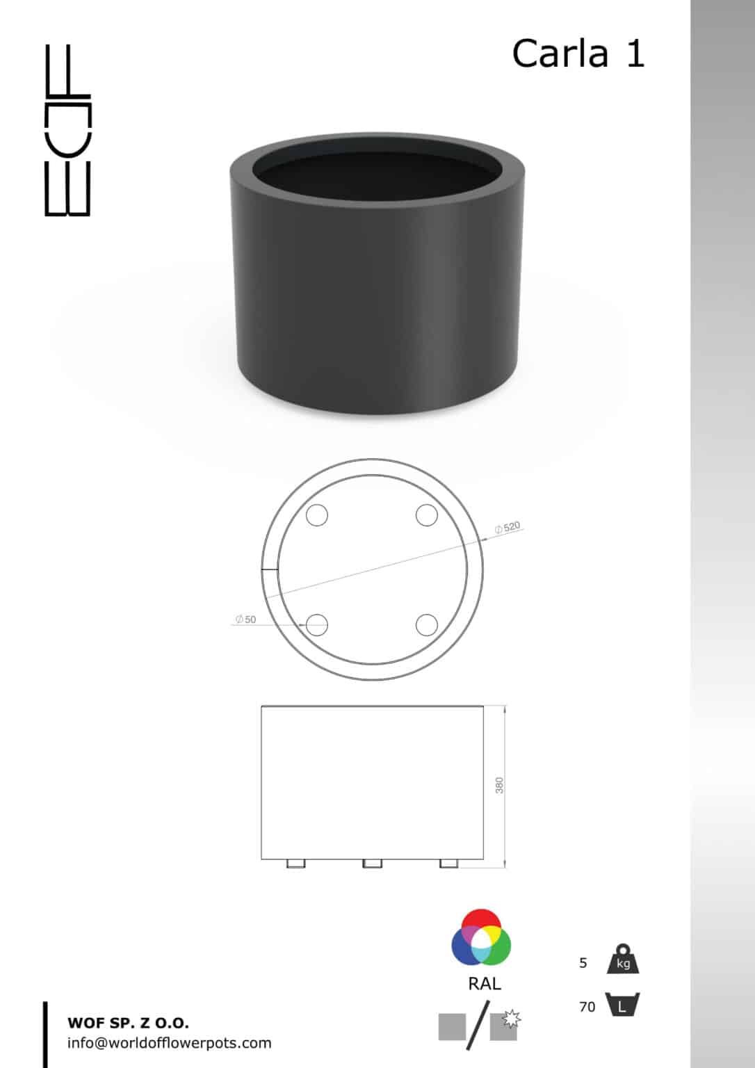 Pflanzkübel aus Aluminium Carla 1