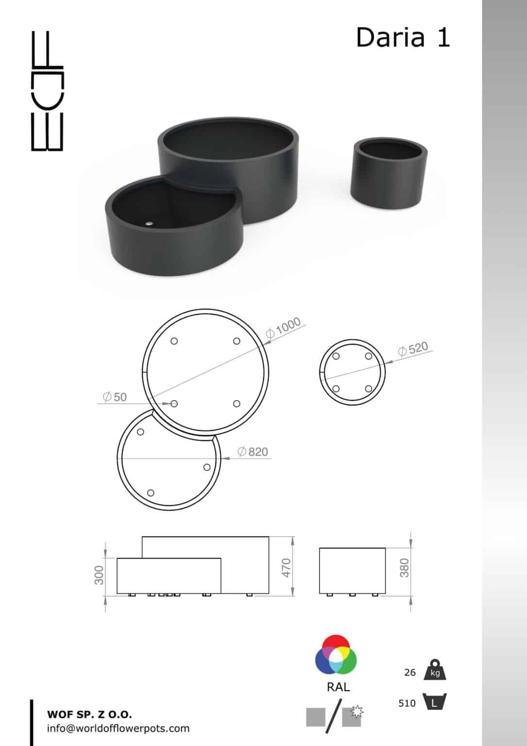 Pflanzkübel aus Aluminium Daria 3 set
