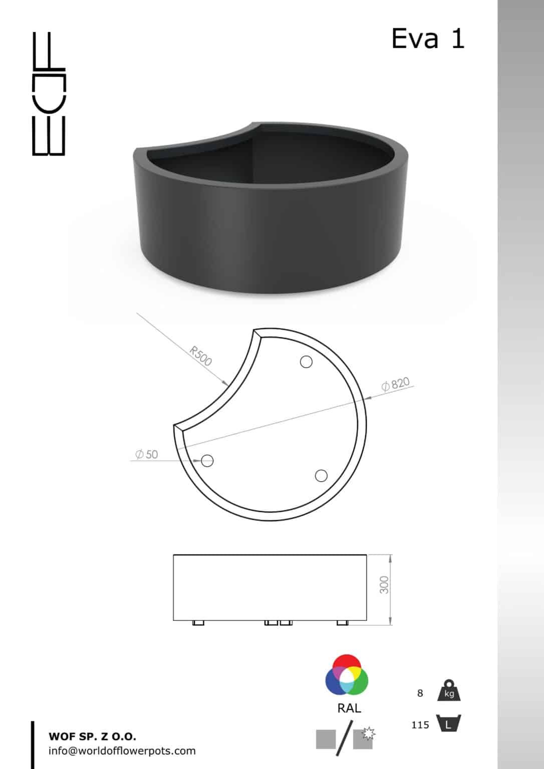 Pflanzkübel aus Aluminium Eva 1