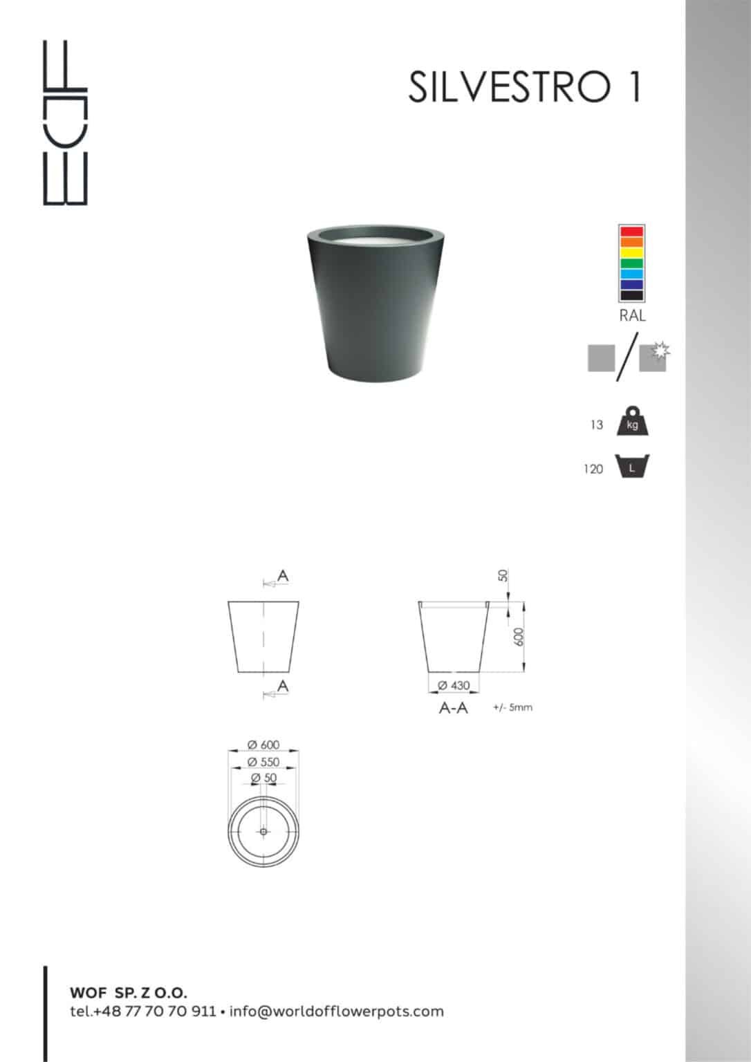 Pflanzkübel aus Aluminium Silvestro 1