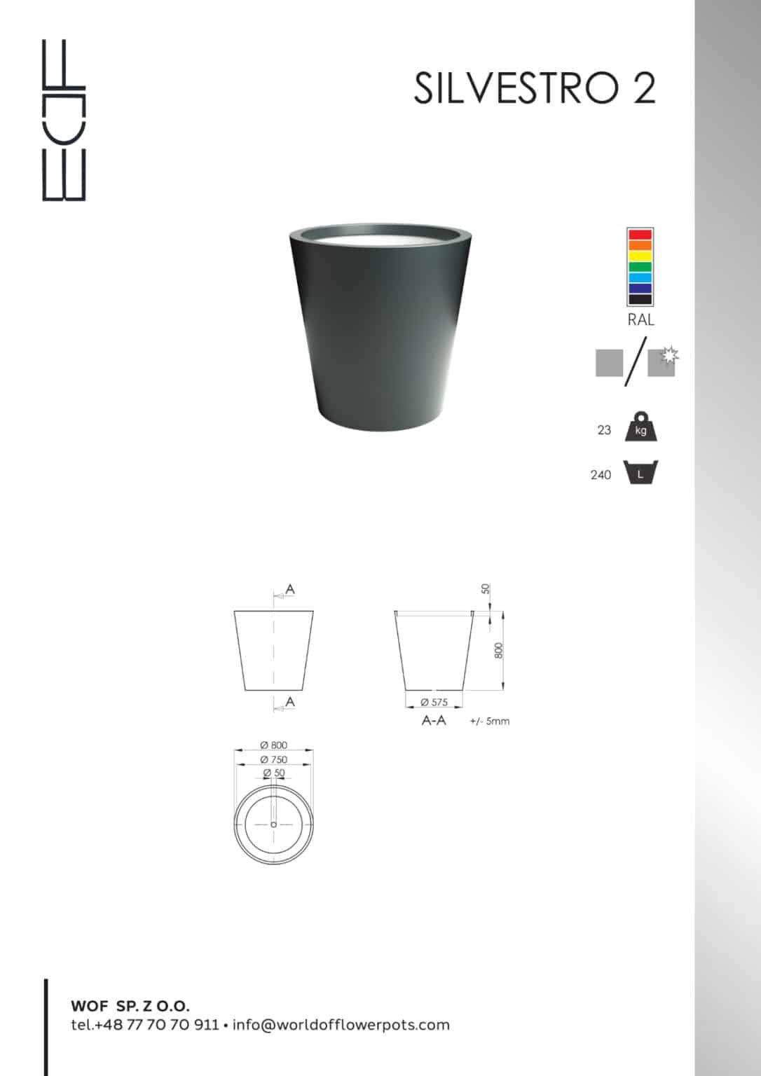 Pflanzkübel aus Aluminium Silvestro 2