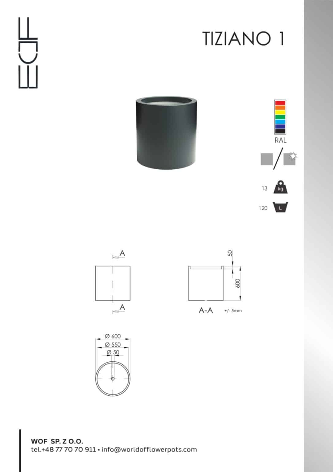 Pflanzkübel aus Aluminium Tiziano 1