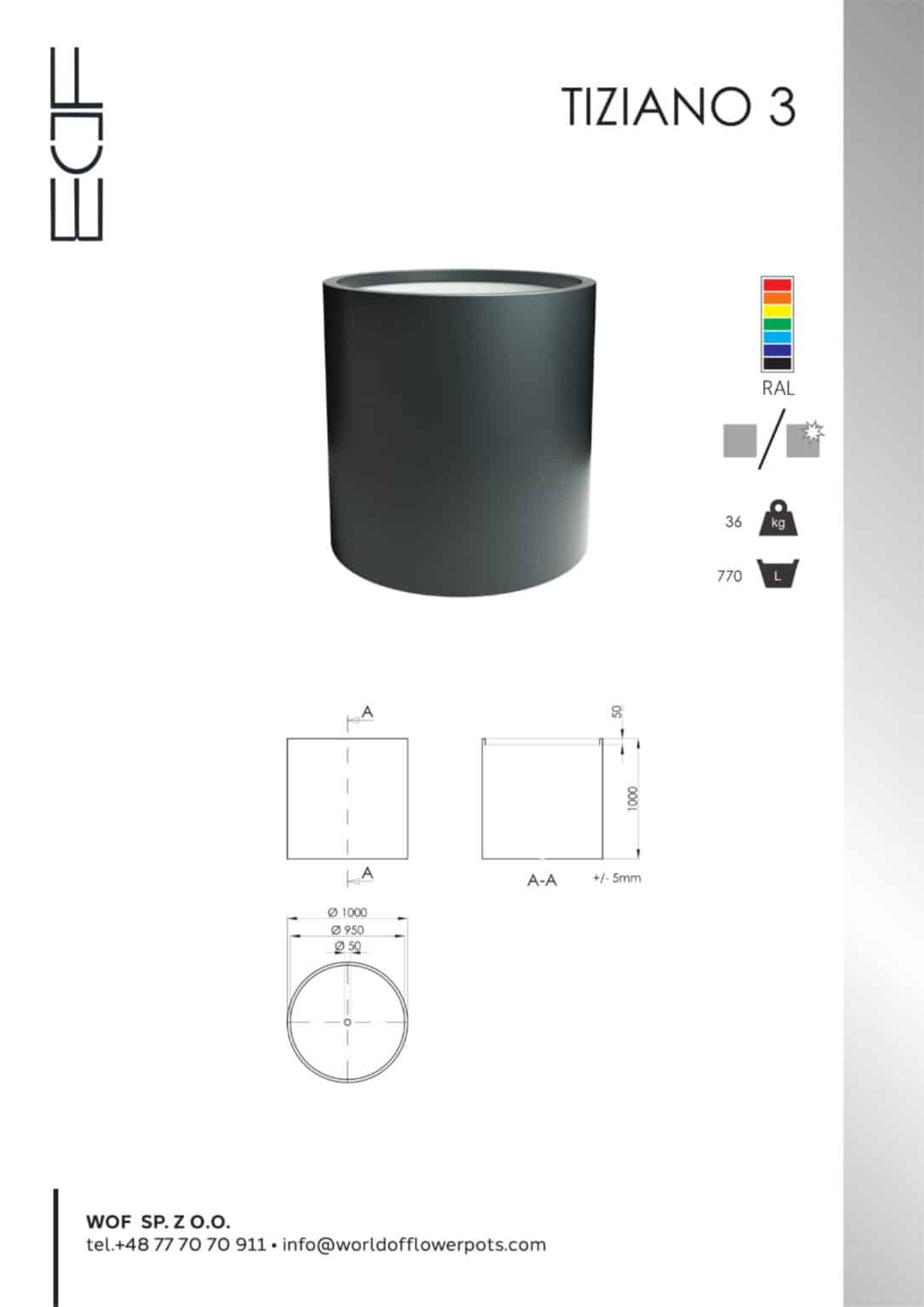 Pflanzkübel aus Aluminium Tiziano 3