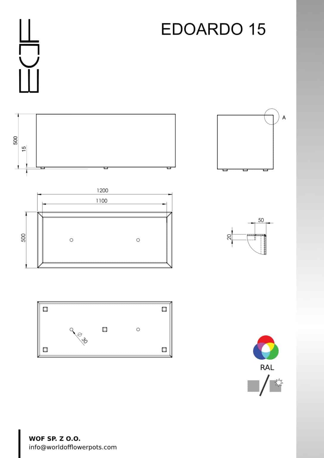 Pflanzkübel aus Aluminium Edoardo 15