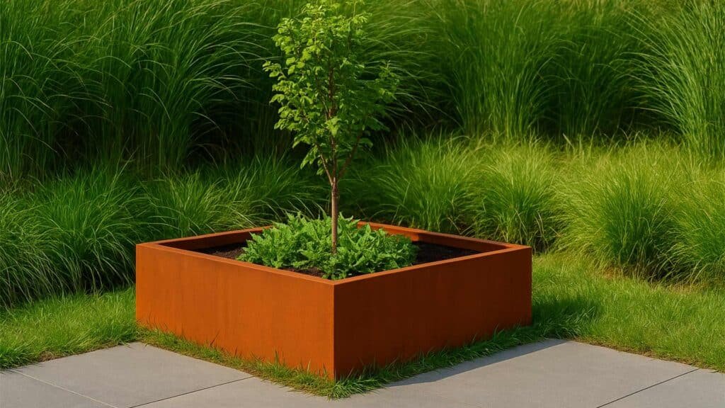 Pflanzkübel ohne Boden aus Cortenstahl -corten frame-08-a