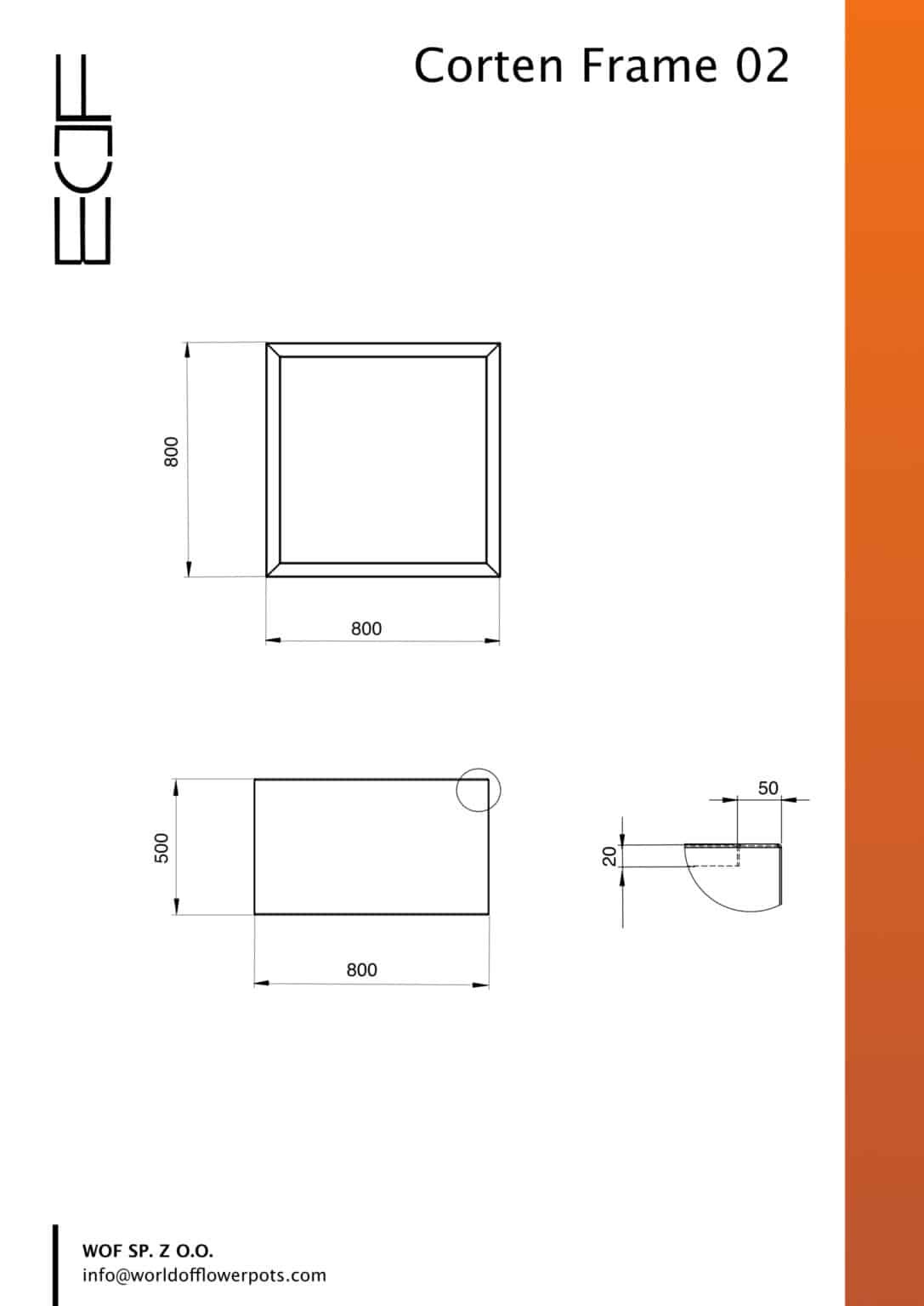 Pflanzkübel ohne boden aus cortenstahl CORTEN FRAME 02
