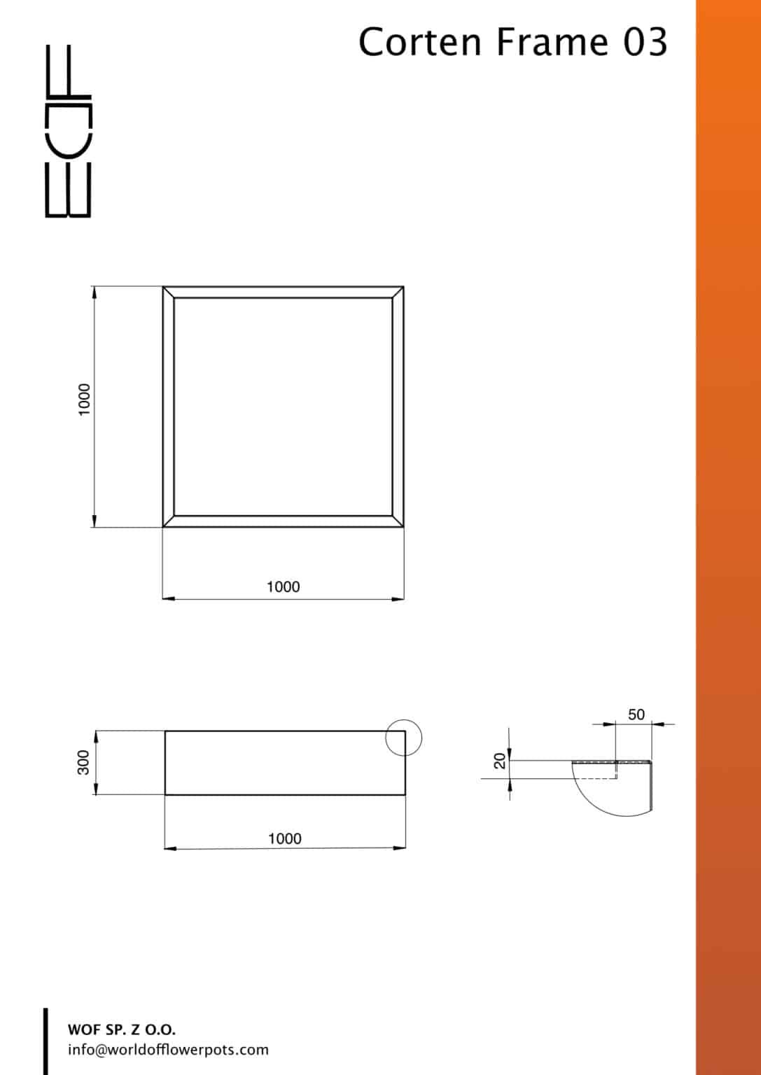 Pflanzkübel ohne boden aus cortenstahl CORTEN FRAME 03