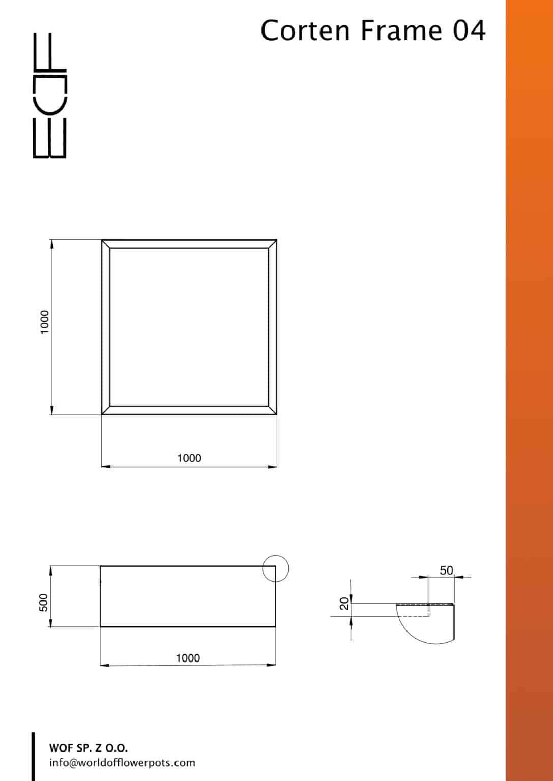 Pflanzkübel ohne boden aus cortenstahl CORTEN FRAME 04