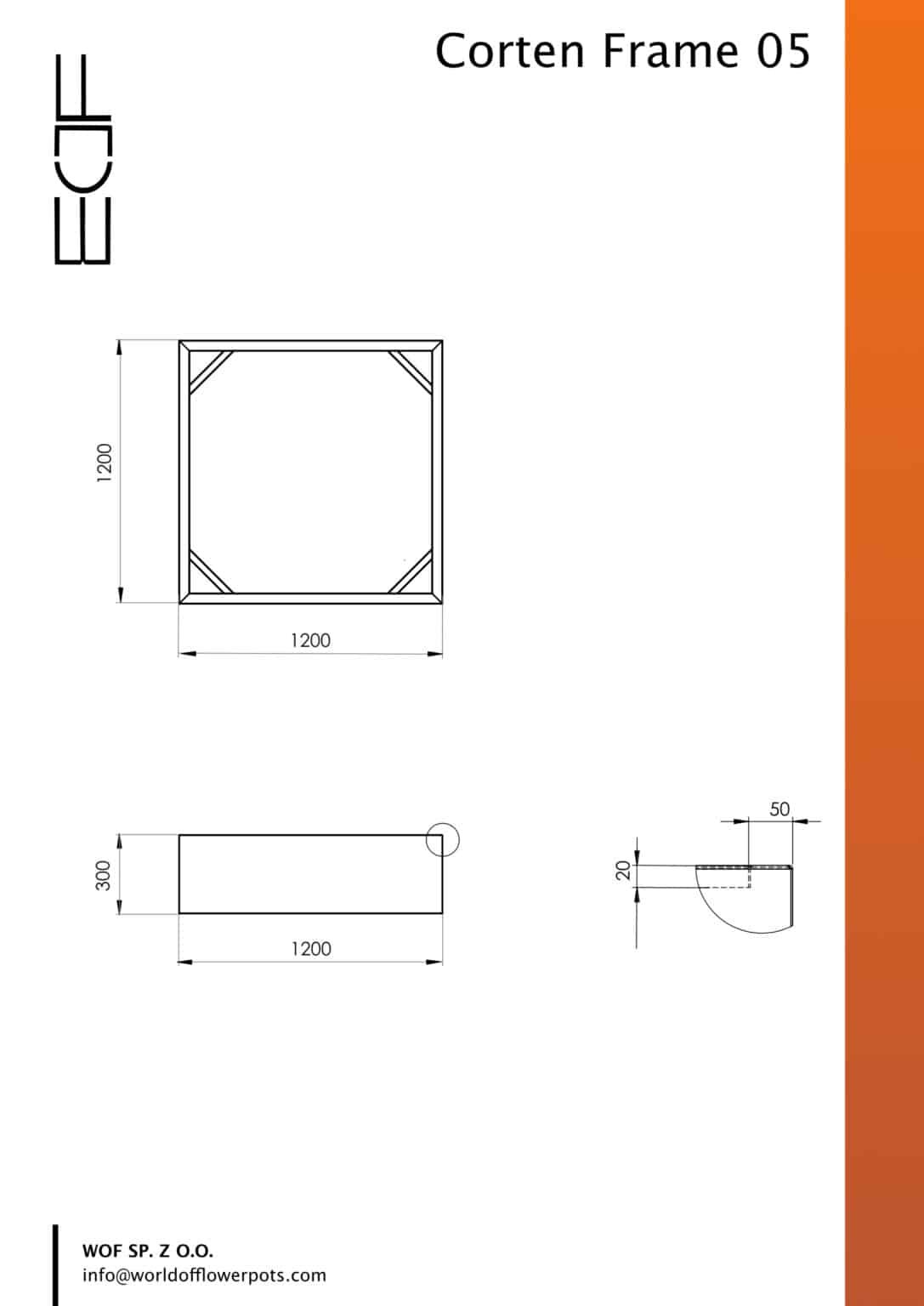 Pflanzkübel ohne boden aus cortenstahl CORTEN FRAME 05