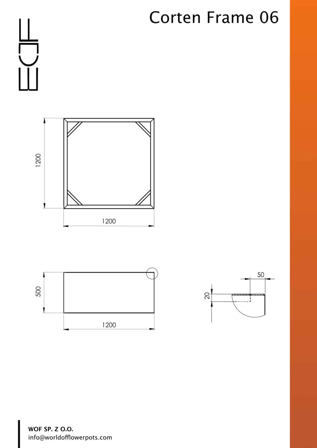Pflanzkübel ohne boden aus cortenstahl CORTEN FRAME 06