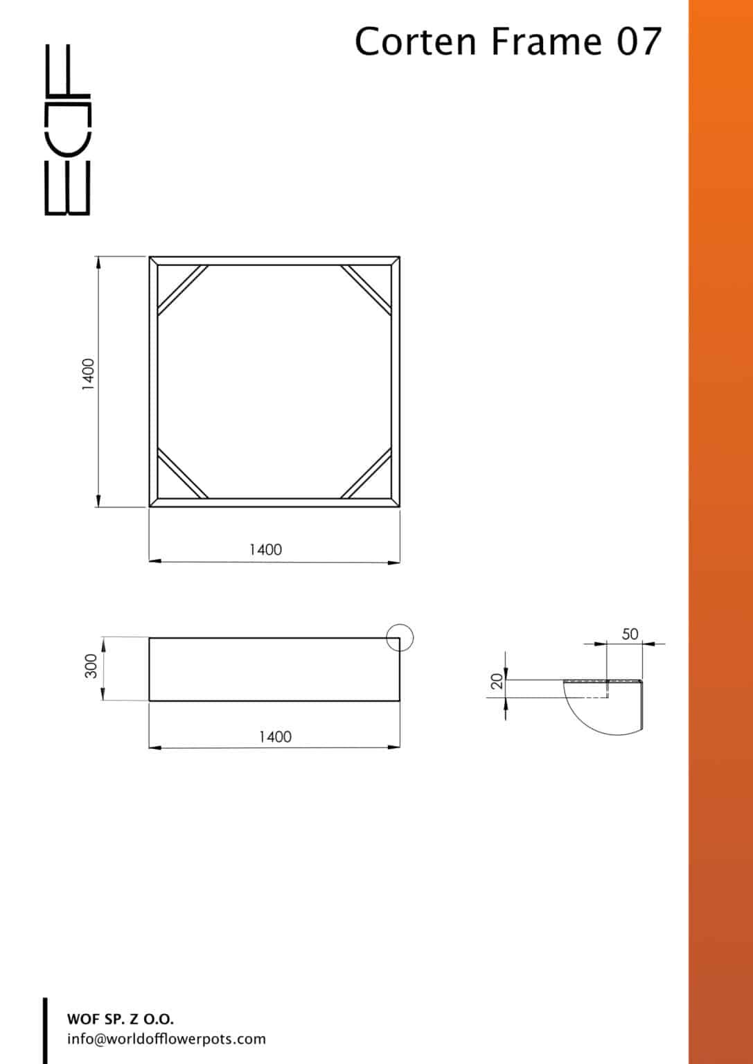 Pflanzkübel ohne boden aus cortenstahl CORTEN FRAME 07