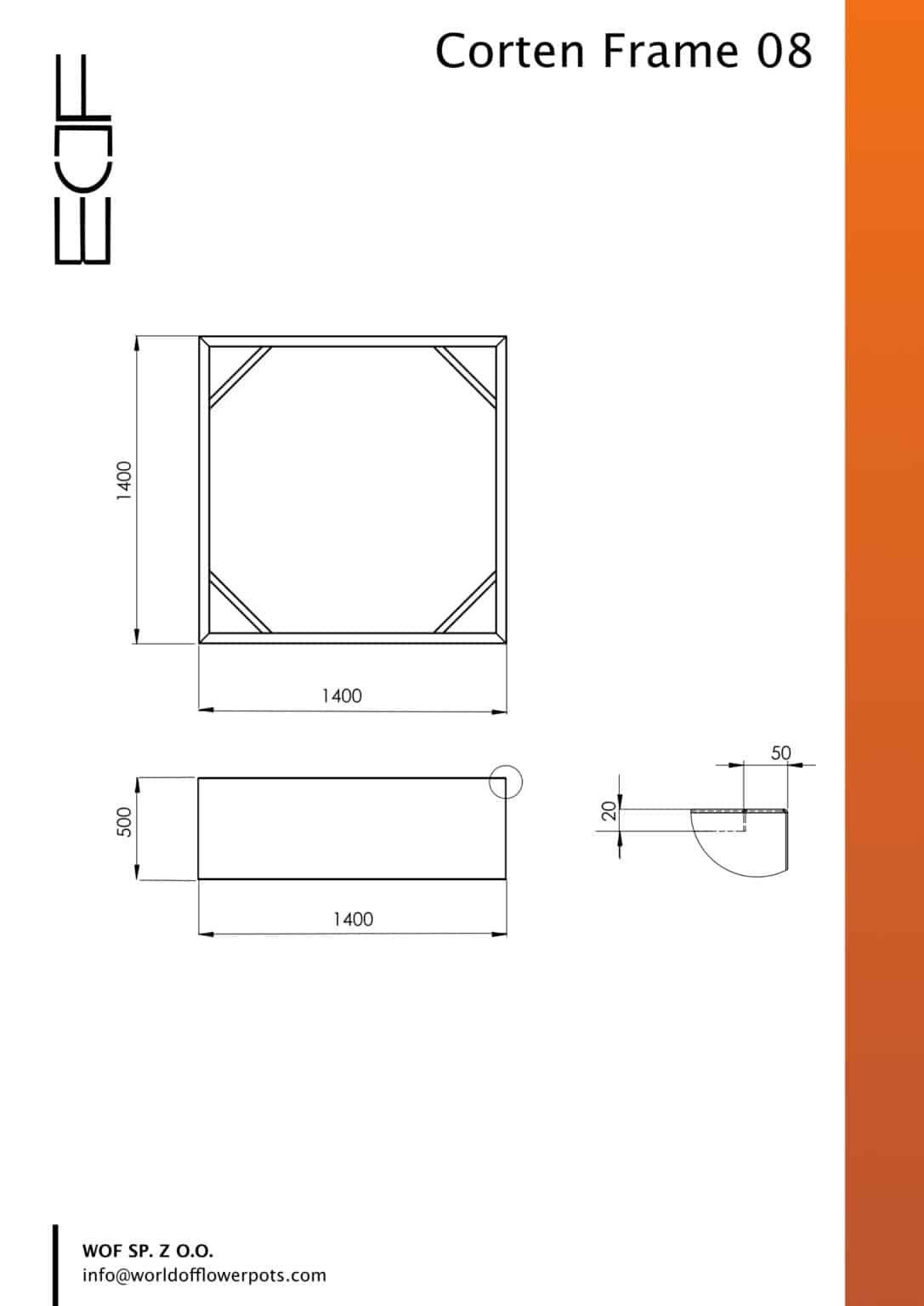 Pflanzkübel ohne boden aus cortenstahl CORTEN FRAME 08