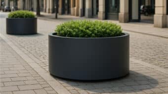 Moderne runde Aluminium-Pflanzkübel Ø140 x H100 cm – pulverbeschichtet, matt dunkelgrau