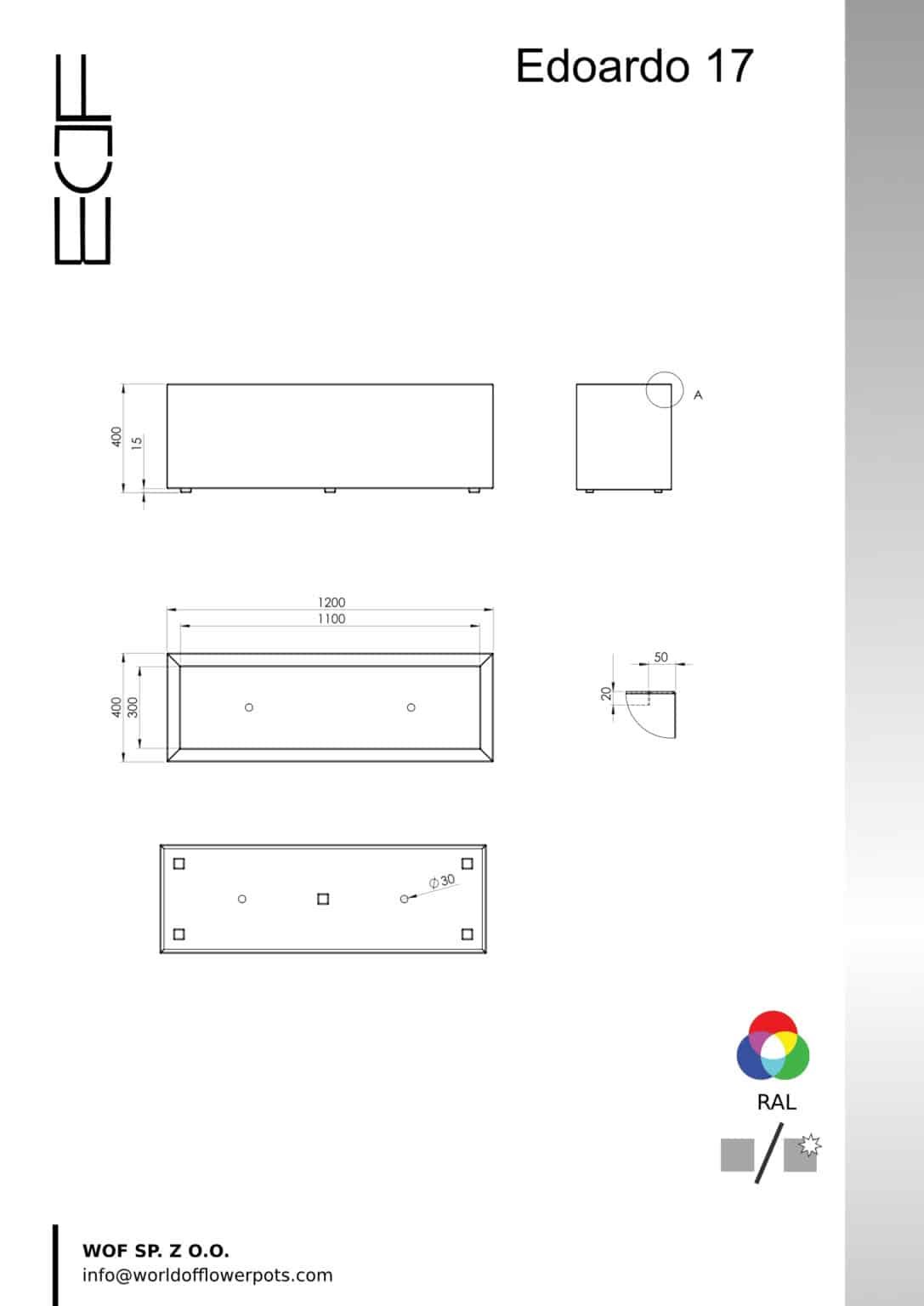 Pflanzkübel aus Aluminium Edoardo 17
