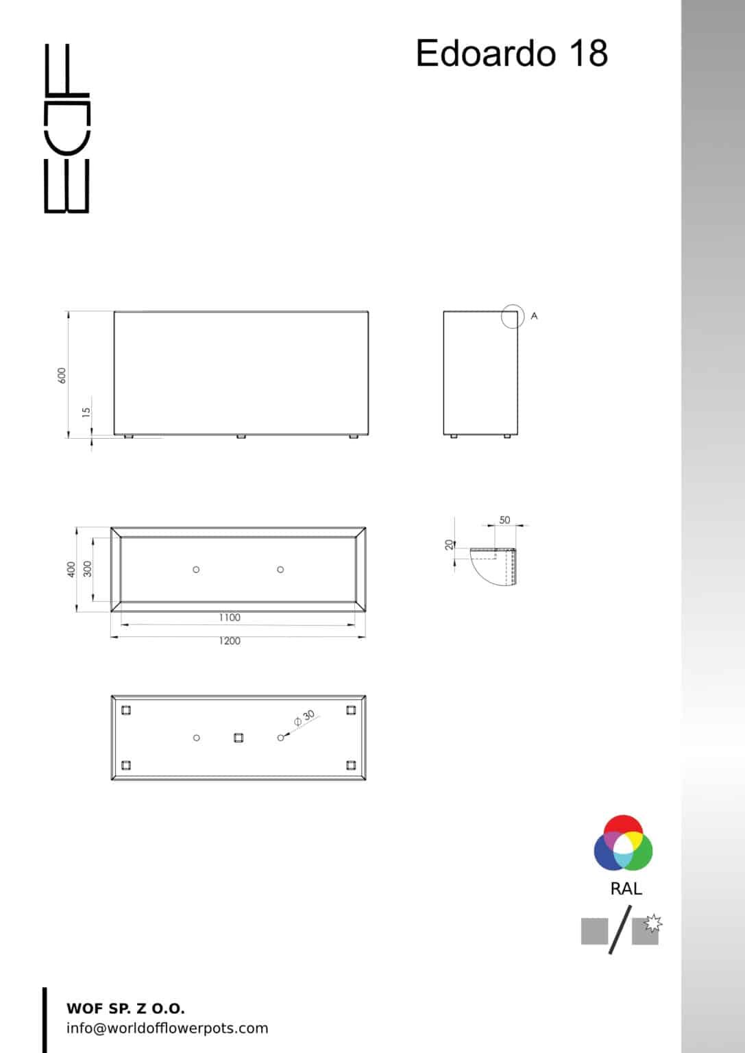 Pflanzkübel aus Aluminium Edoardo 18