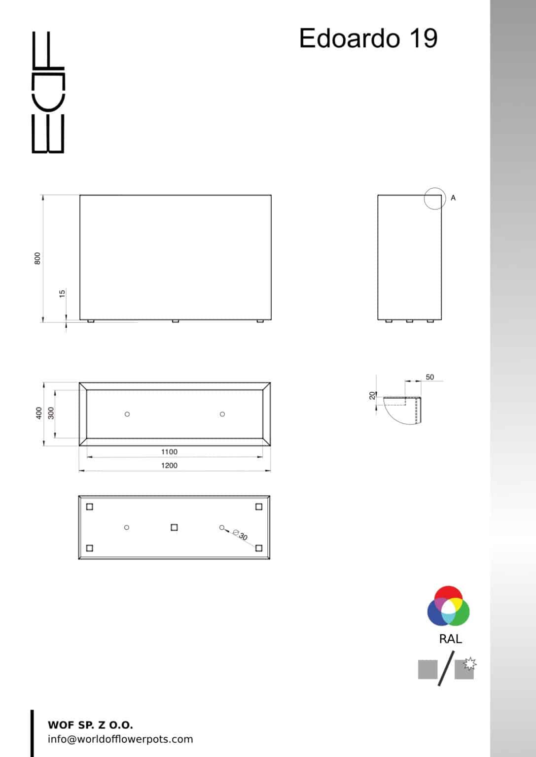 Pflanzkübel aus Aluminium Edoardo 19