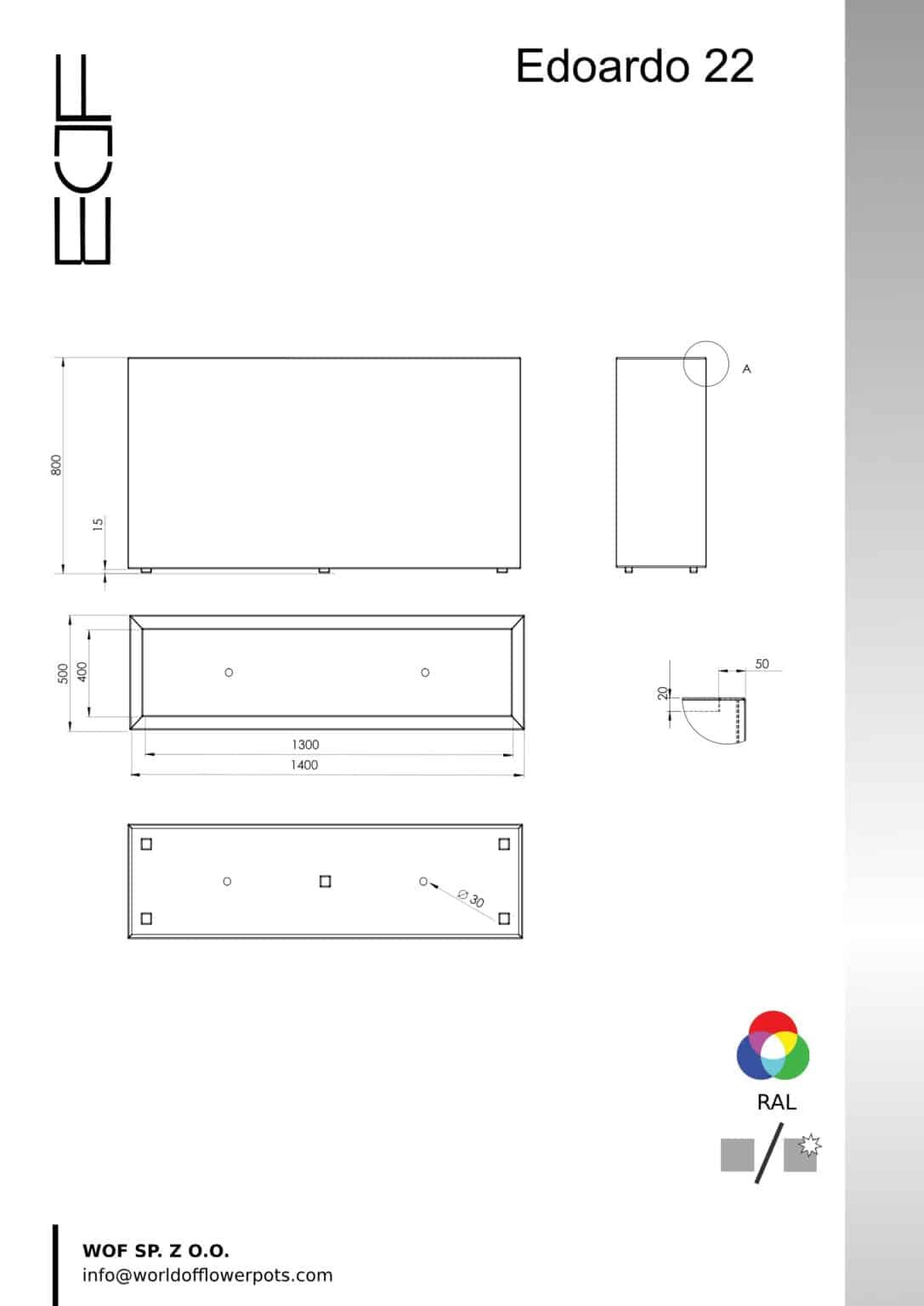 Pflanzkübel aus Aluminium Edoardo 22