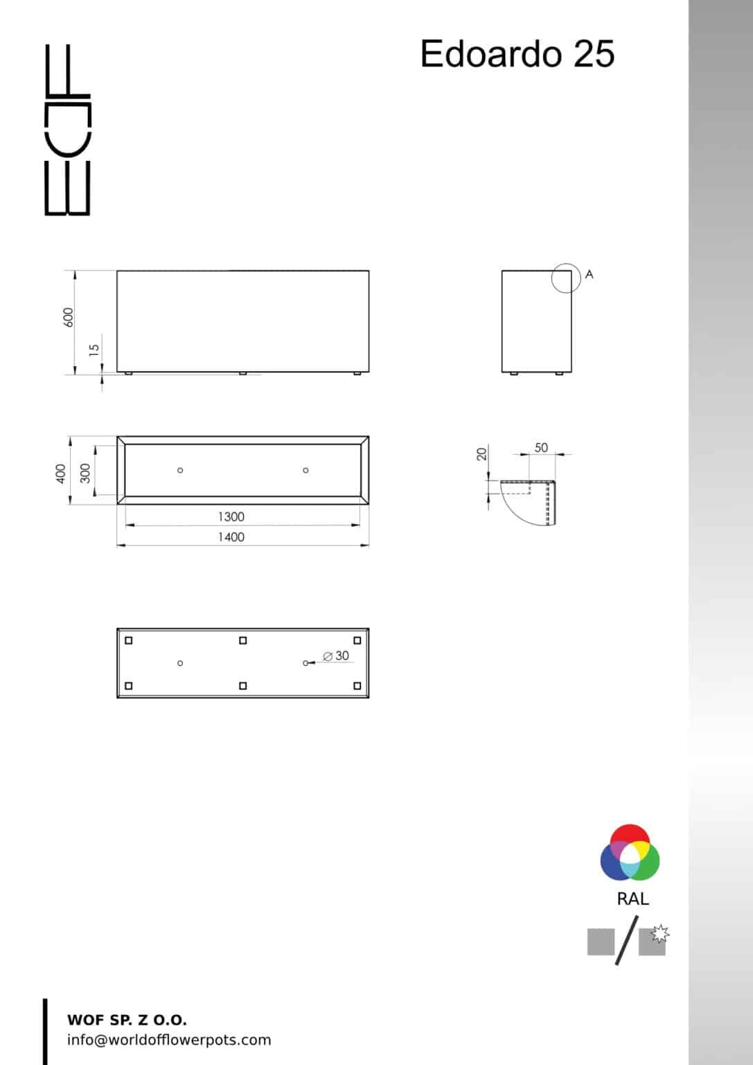 Pflanzkübel aus Aluminium Edoardo 25