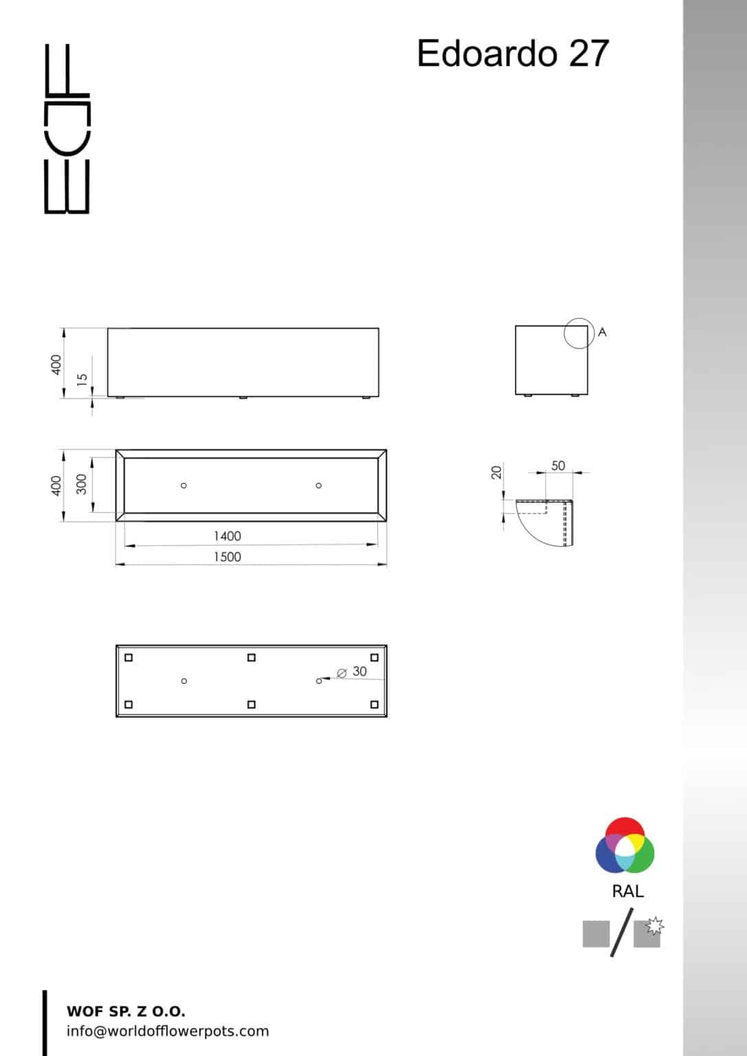 Pflanzkübel aus Aluminium Edoardo 27