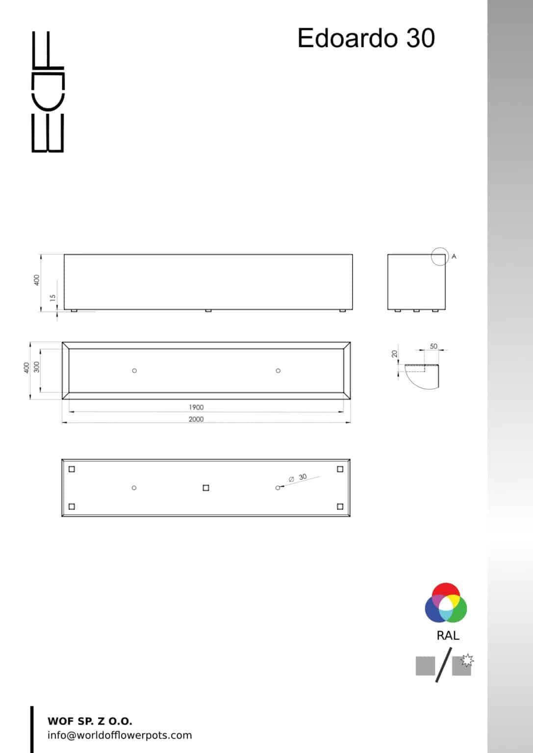 Pflanzkübel aus Aluminium Edoardo 30