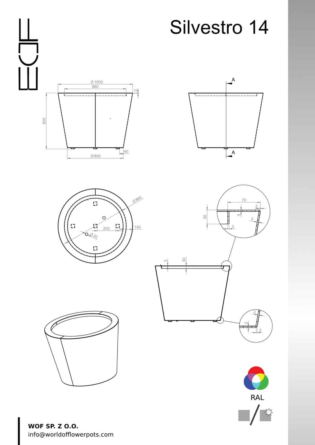 Pflanzkübel aus Aluminium-Silvestro 14-b