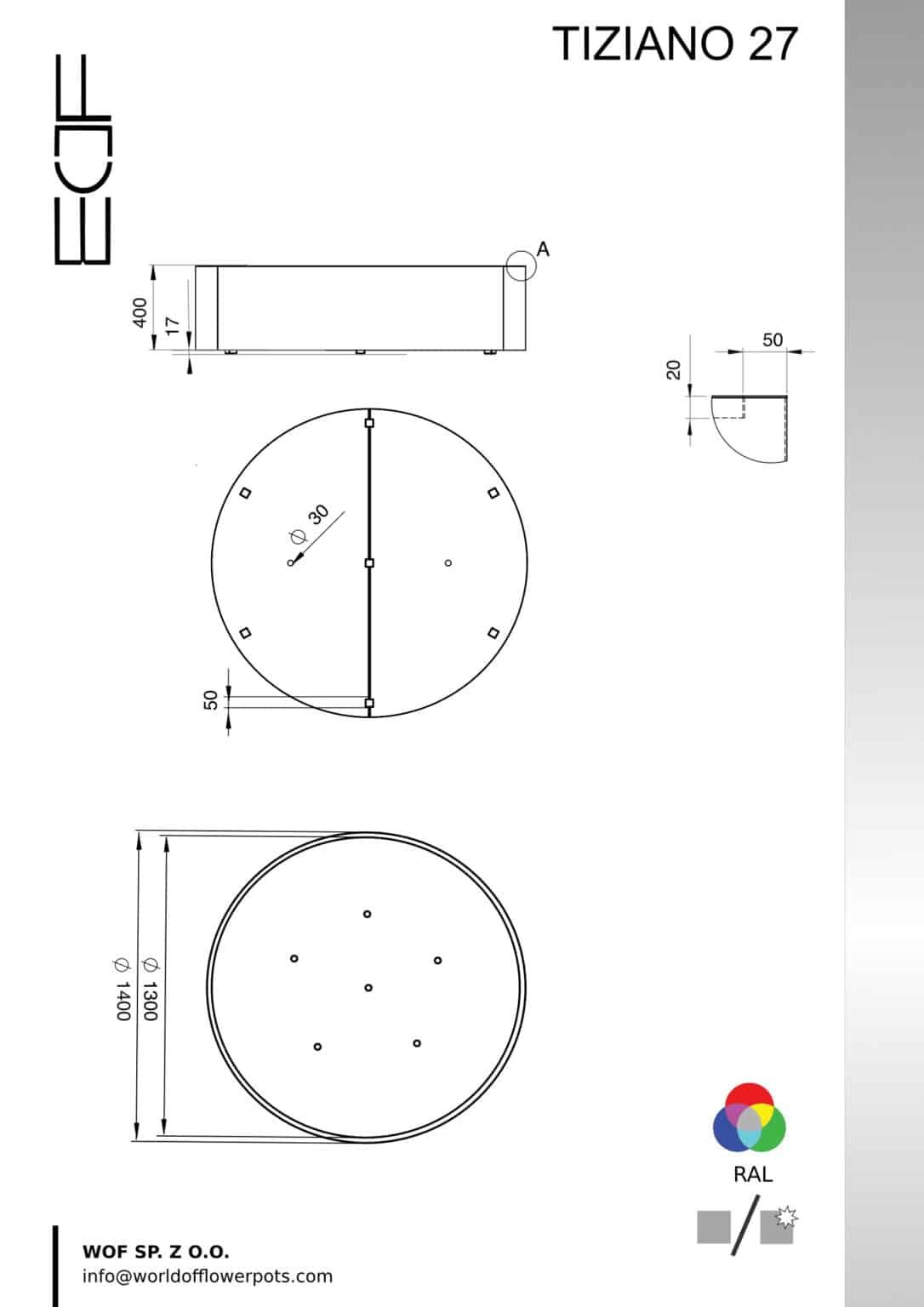 Pflanzkübel aus Aluminium Tiziano 27