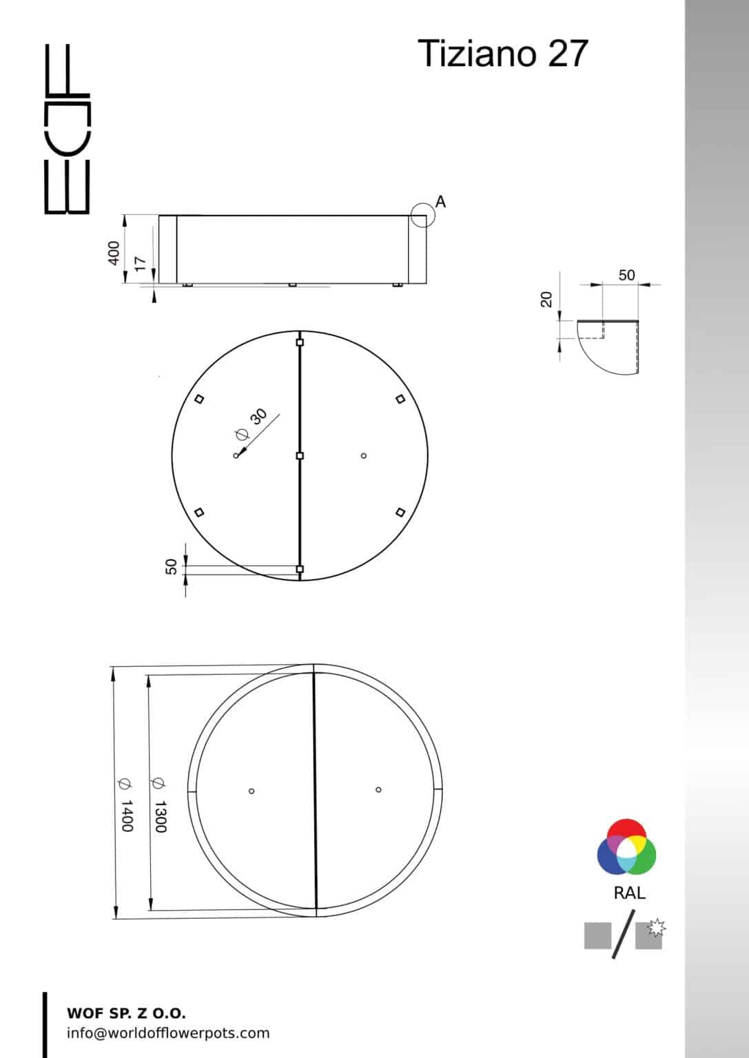 Pflanzkübel aus Aluminium Tiziano 27