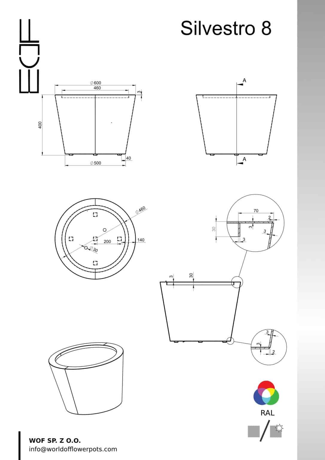 Pflanzkübel aus Aluminium-Silvestro 8